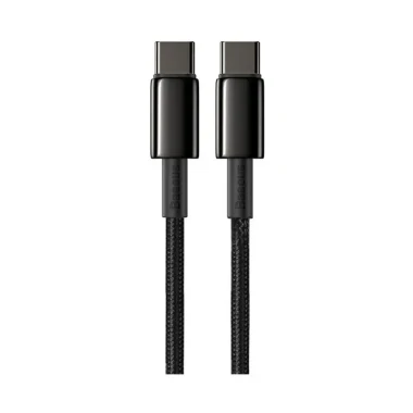 کابل شارژ Type-C to Type-C باسئوس مدل Tungsten Gold CATWJ-01 با طول 1 متر 100 وات